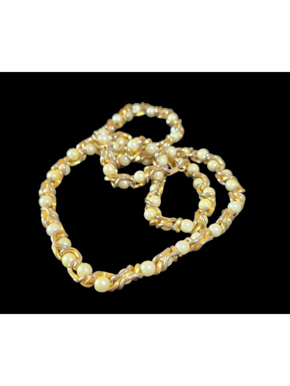 MCM 22-Inch Gold-Tone Twist Chain Necklace With Faux Pearls